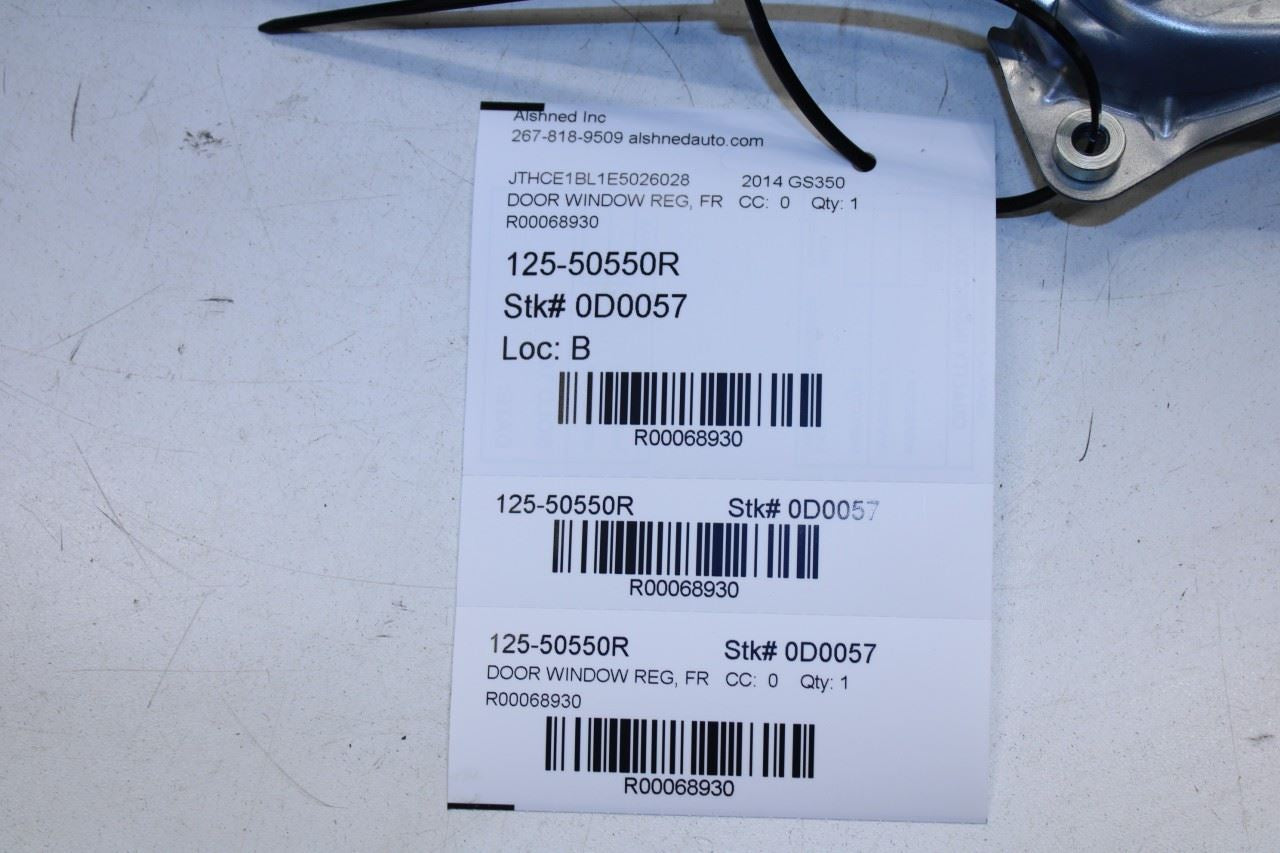 2013-20 Lexus GS350 Front Right Side Door Window Regulator w/ Motor 69801-21020 - Alshned Auto Parts