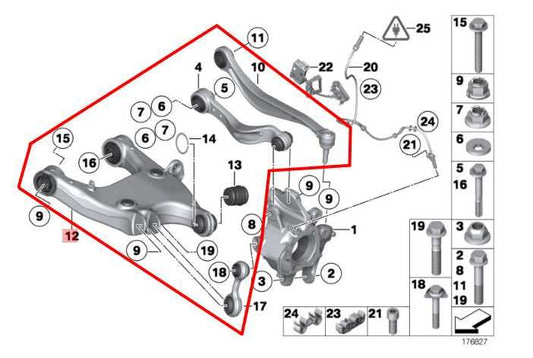 10-15 BMW 750i xDrive AWD Rear Right Suspension Lower and Upper Control Arm Set - Alshned Auto Parts