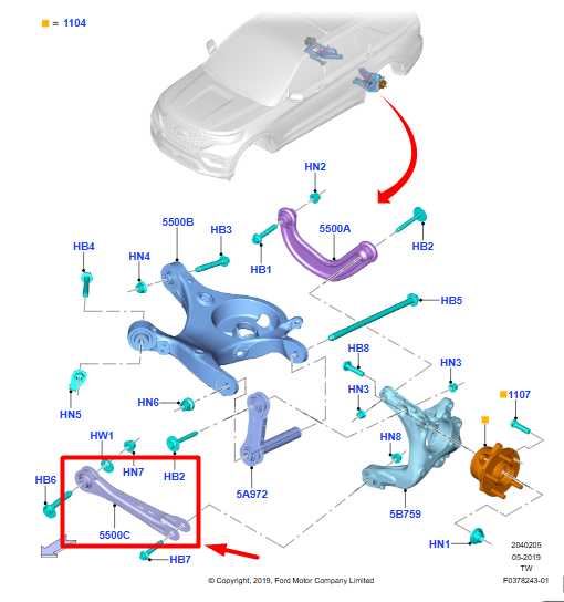 2020-2025 Ford Explorer AWD Rear Right Forward Lower Control Arm LB5Z-5500-E OEM - Alshned Auto Parts