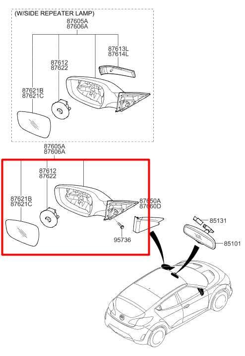11-17 Hyundai Veloster Turbo 1.6L Driver Left Side Rear View Mirror 87610-2V510 - Alshned Auto Parts