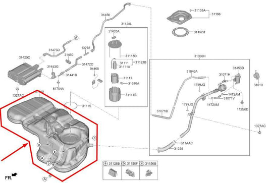 2021-2025 Kia Sorento X-Line SX Prestige 2.5L Fuel Gas Tank 17.7 US Gallons - Alshned Auto Parts