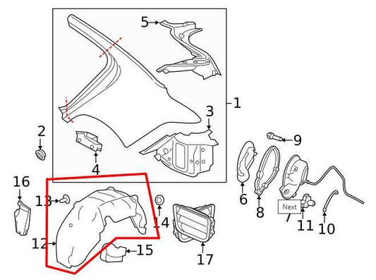 2020 Jaguar XE R-Dynamic S RR LH Quarter Inner Liner Splash Shield LX73279D23AC - Alshned Auto Parts