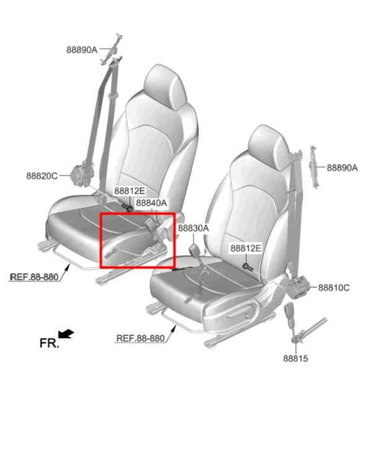 19-23 Kia Forte LXS 2.0L Front Passenger Right Side Seat Belt Buckle 88840M7000 - Alshned Auto Parts