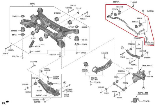 2019-20 Hyundai Santa Fe SEL AWD Rear Stabilizer Sway Anti-Roll Bar 55510-S1000 - Alshned Auto Parts