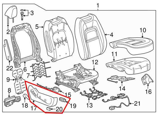 2015-2020 GMC Canyon Front Right Seat Outer Switch Cover Trim Panel 23407043 OEM - Alshned Auto Parts