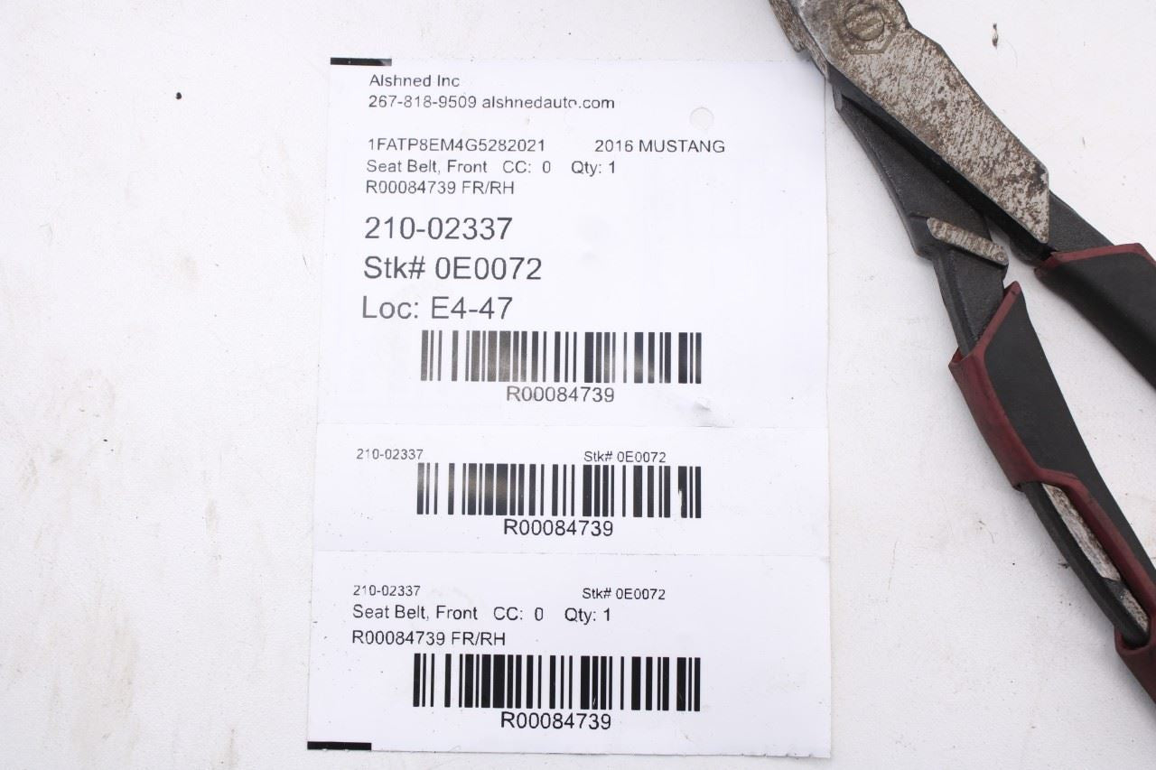 15-17 Ford Mustang Convertible V6 3.7L RWD Front Right Side Seat Belt Retractor - Alshned Auto Parts