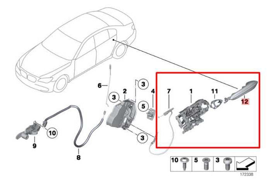2010-15 BMW 750Li xDrive 4.4L AWD Rear Door Passenger Right Side Exterior Handle - Alshned Auto Parts