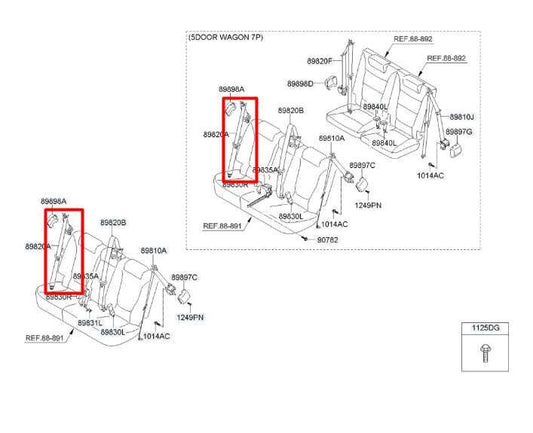 13-15 Kia Sorento EX Rear RH Side 2nd Row Seat Belt Retractor 89820-1U710VA OEM - Alshned Auto Parts