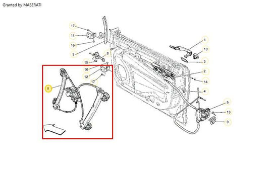 2017-21 Maserati Ghibli Front Left Side Door Window Regulator w/ Motor 670009816 - Alshned Auto Parts