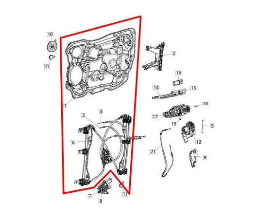 2017-2024 Chrysler Pacifica Front Left Side Door Window Regulator 68314749AA OEM - Alshned Auto Parts