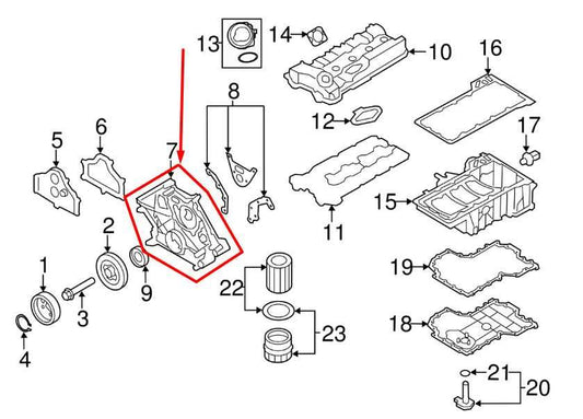 2010-2015 BMW 750Li xDrive 4.4L AWD Engine Front Lower Timing Cover 7553364 OEM - Alshned Auto Parts