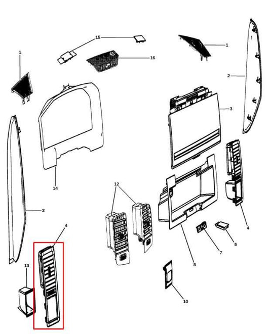 13-20 RAM 1500 Crew Cab Laramie Front Left Side Outer Air Vent Grille 1WA64DX9AF - Alshned Auto Parts