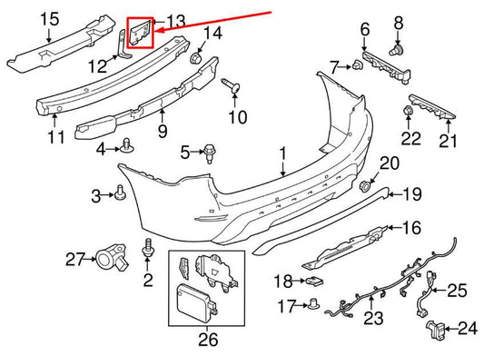 13-24 Nissan Pathfinder SV Rear Left and Right Bumper Reinforcement Stay Bracket - Alshned Auto Parts
