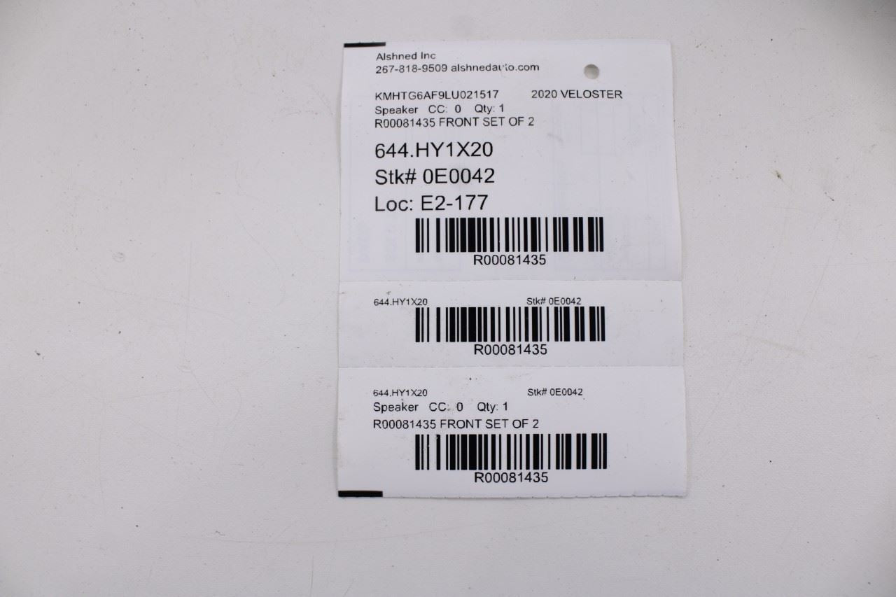 2019-21 Hyundai Veloster Front Right and Left Door Audio Speaker Set 96330-J300015