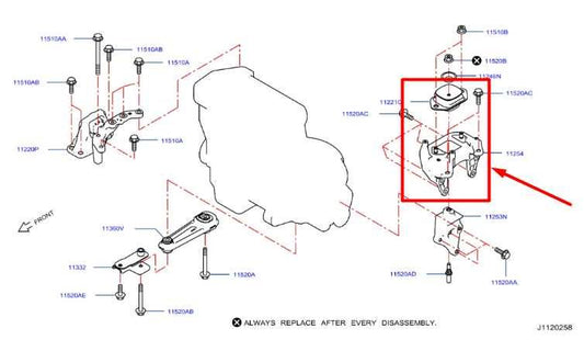 2017-2022 Nissan Rogue Sport SL 2.0L AWD Left Side Engine Mount Support Bracket - Alshned Auto Parts