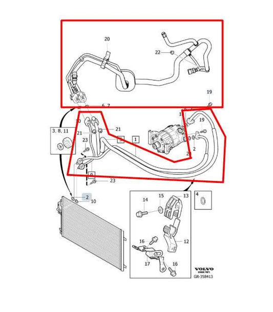 2015-16 Volvo S60 T5 Premier 2.0L AC Conditioning Discharge Liquid Hose Line Set - Alshned Auto Parts