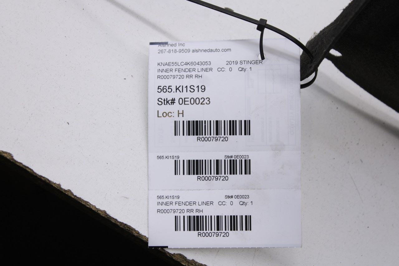 2018-2023 KIA Stinger GT2 AWD Rear Right Side Wheelhouse Liner Splash Shield - Alshned Auto Parts
