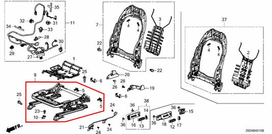 23-25 Acura Integra A-Spec FWD Front Left Side Seat Lower Track Frame w/ Cushion - Alshned Auto Parts