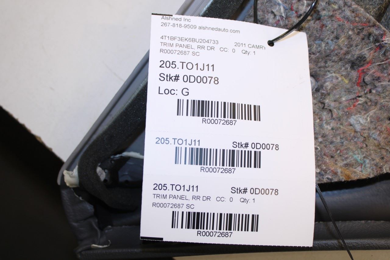 2010-2011 Toyota Camry LE Rear Left Driver Side Door Trim Panel 67640-06852-B0 - Alshned Auto Parts