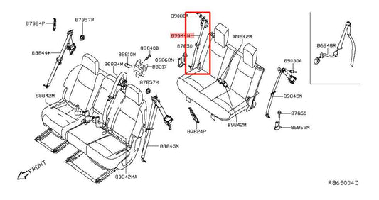 14-20 Nissan Pathfinder SV Rear Passenger Right Side 3rd Row Seat Belt Retractor - Alshned Auto Parts