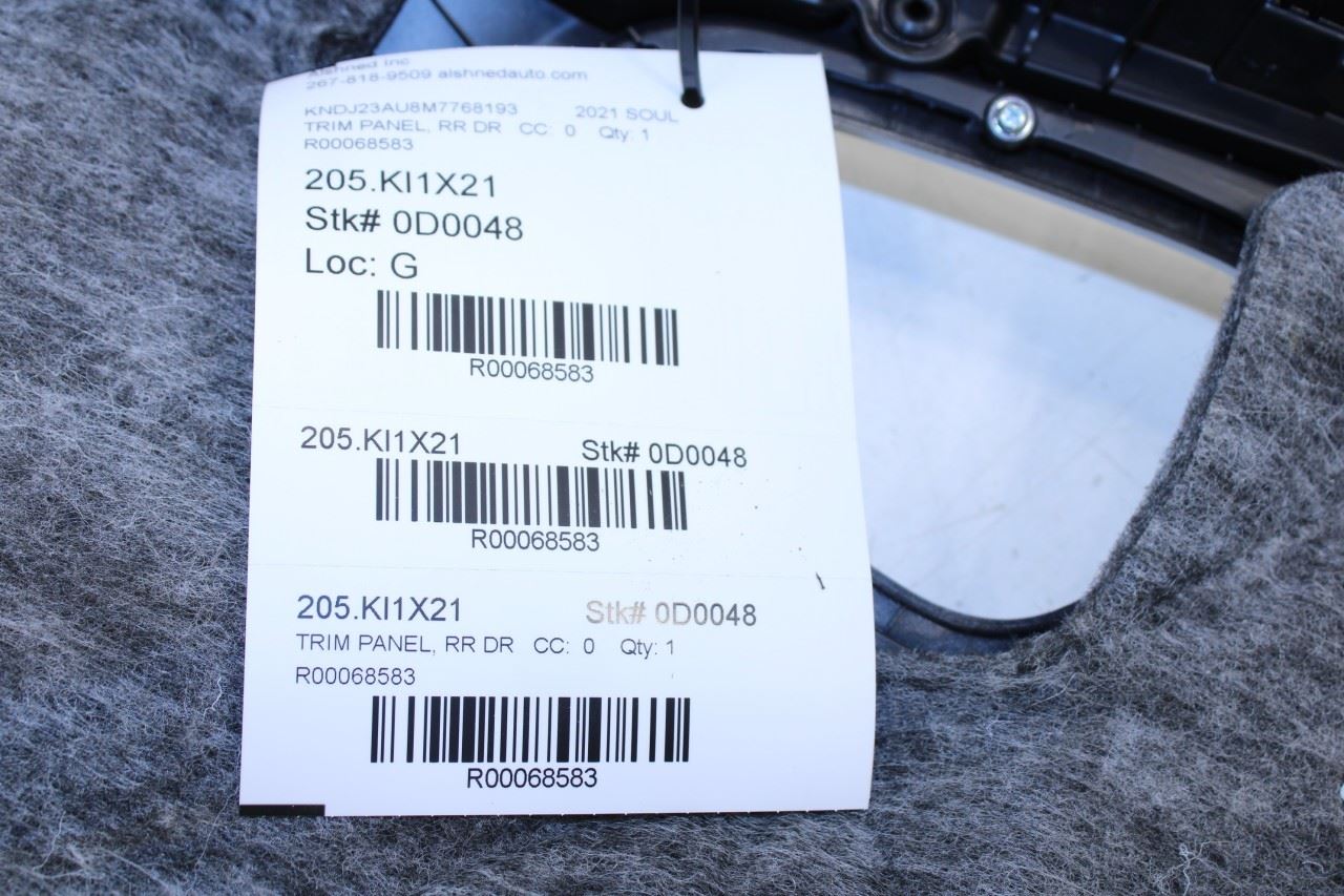 2020-2022 Kia Soul Rear Right Passenger Side Door Trim Panel 83306-K0010D31 OEM - Alshned Auto Parts