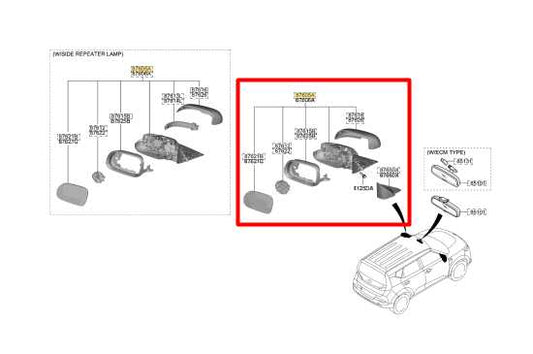 2020-2024 Kia Soul LX 2.0L FWD Driver Left Side Rear View Mirror 87610-K0410 OEM - Alshned Auto Parts