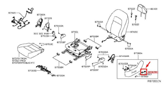 2019 Nissan Altima SL 2.5L Front Left Side Seat Lumbar Switch 87317-4BB3A OEM - Alshned Auto Parts