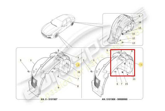 2017-2020 Maserati Ghibli Front Left Fender Liner Rearward Rearsection 670036811 - Alshned Auto Parts