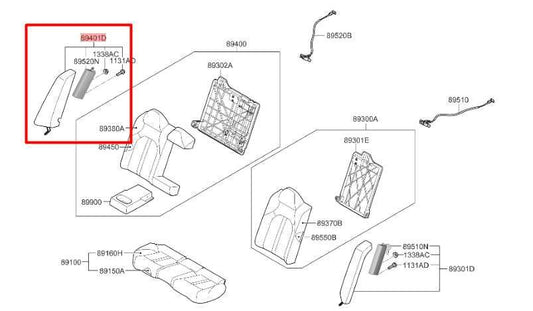 20-22 Hyundai Sonata SE Rear Right 2nd Row Seat Bolster Cushion 89407-L0010-VSM - Alshned Auto Parts