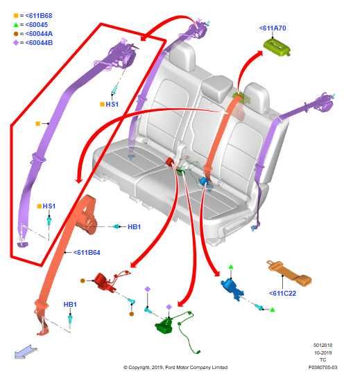 20-25 Ford Escape SEL 2.0L Rear Passenger Right Side 2nd Row Seat Belt Retractor - Alshned Auto Parts