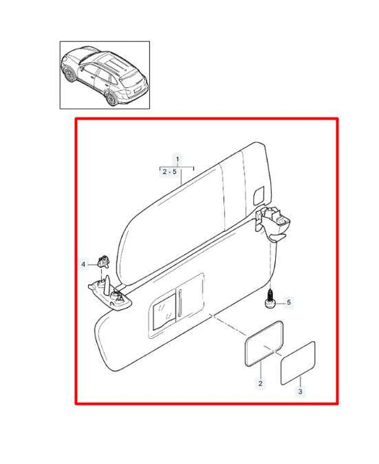 11-18 Porsche Cayenne Platinum Front Left Double Sun Visor w/ Illuminated Mirror - Alshned Auto Parts
