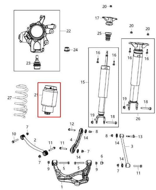 16-22 Jeep Grand Cherokee Summit Rear Right Passenger Side Air Suspension Spring - Alshned Auto Parts