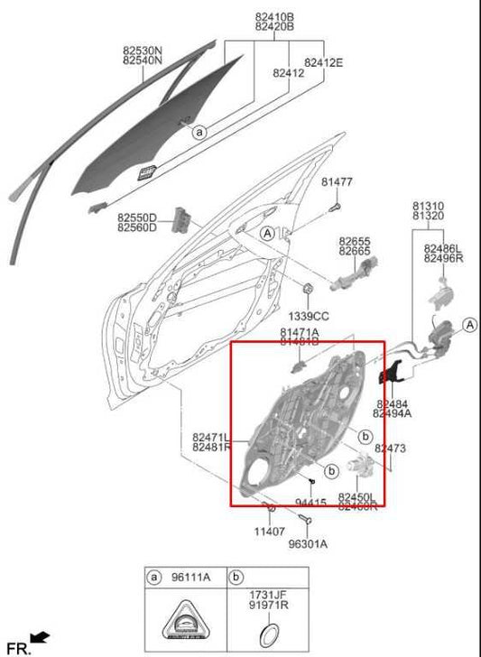 18-23 KIA Stinger GT2 AWD Front Left Door Window Regulator w/ Carrier and Motor - Alshned Auto Parts