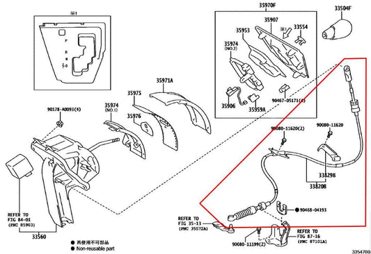 16-20 Toyota Sienna LE FWD Automatic Transmission Gear Shift Lever Control Cable - Alshned Auto Parts