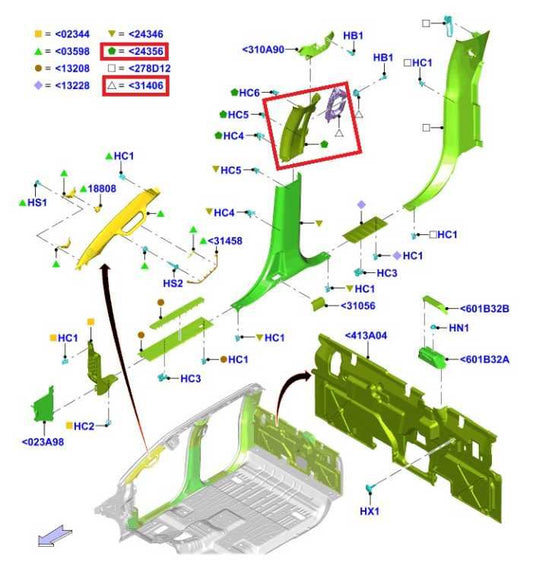 2021-2026 Ford F150 XLT Right and Left Garnish Upper Center B-Pillar Molding Set - Alshned Auto Parts