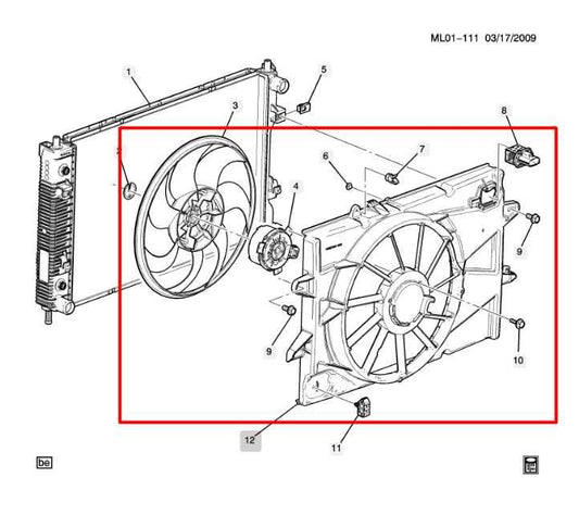 2010-2017 Chevrolet Equinox Radiator Cooling Fan Motor Assembly 84145767 OEM - Alshned Auto Parts