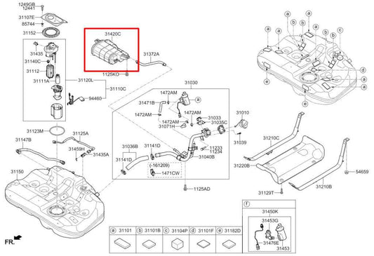 2015-19 Hyundai Sonata 2.4L Fuel Vapor Evaporator Emission Canister 31420-C2500 - Alshned Auto Parts