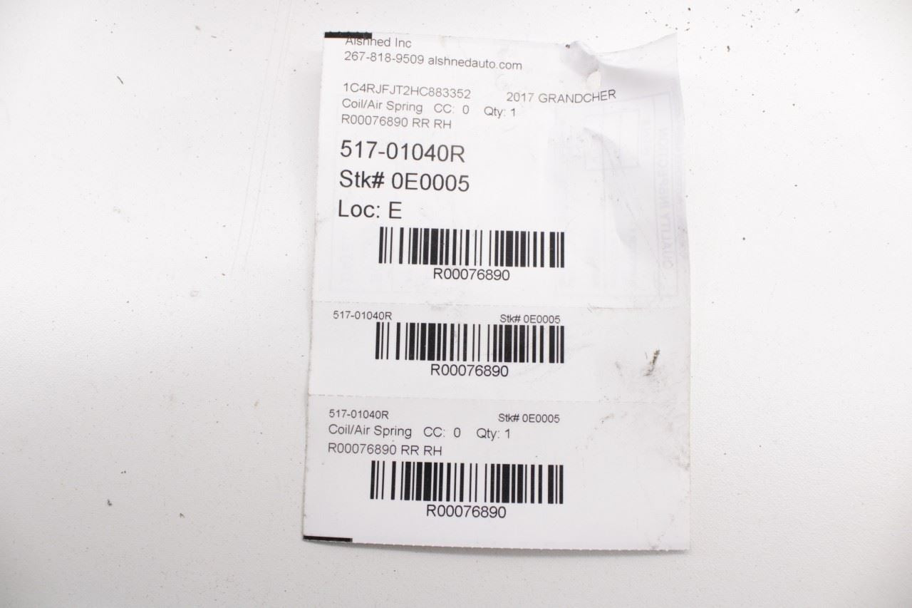 16-22 Jeep Grand Cherokee Summit Rear Right Passenger Side Air Suspension Spring - Alshned Auto Parts