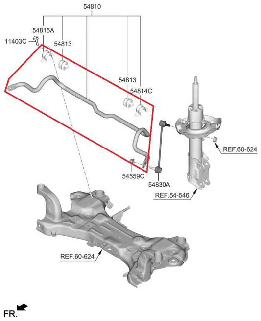 2019-2021 Hyundai Veloster FWD Front Stabilizer Sway Anti-Roll Bar 54810-F2100 - Alshned Auto Parts