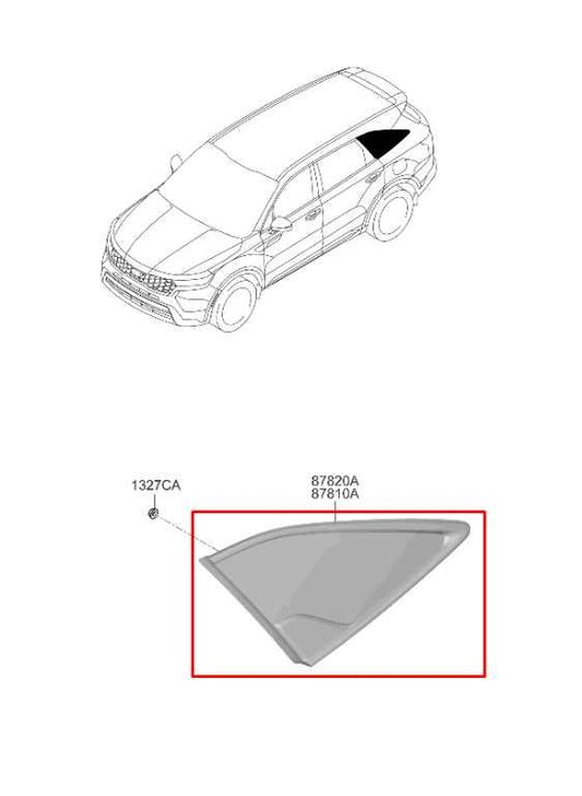 2021-2023 Kia Sorento X-Line SX Prestige Rear Right Quarter Window Glass *ReaD* - Alshned Auto Parts