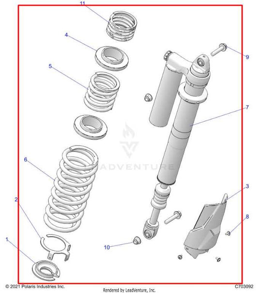 2024-26 Polaris RZR XP 1000 Ultimate Rear Driver Left Side Shock Strut Absorber - Alshned Auto Parts