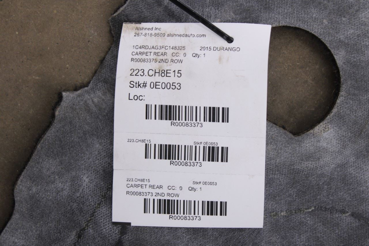 13-25 Dodge Durango SXT 3.6L AWD Rear 2nd Row Floor Carpet Liner 1YL01DX9AB OEM9