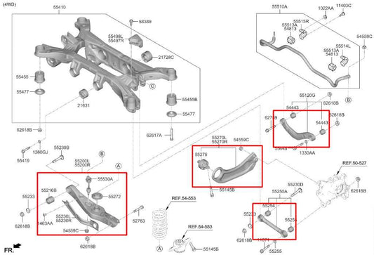 2021-23 Kia Sorento X-Line SX AWD Rear Left Lower and Upper Control Arm Set of 4 - Alshned Auto Parts