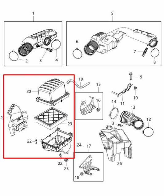 11-21 Jeep Grand Cherokee Overland 3.6L 4WD Air Intake Cleaner w/ Air Duct Tube - Alshned Auto Parts