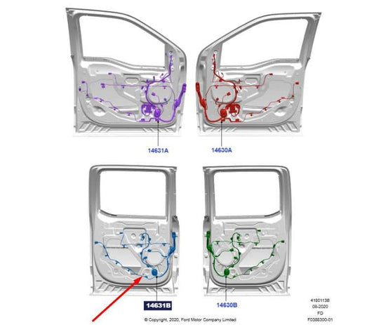 2023 Ford F150 XLT Supercrew Rear Left Side Door Wire Harness PL3T-14633-EC OEM - Alshned Auto Parts