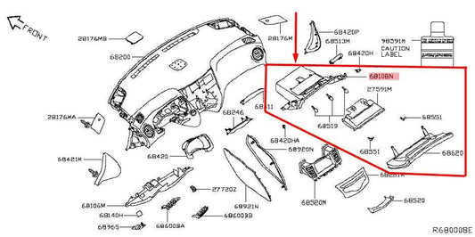 2019-2020 Infiniti QX60 Glove Box Storage Compartment 68102-9NF2A OEM - Alshned Auto Parts