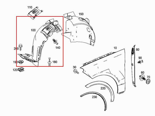 12-15 Mercedes-Benz ML350 Front RH Wheelhouse Liner Splash Shield 166-880-29-05 - Alshned Auto Parts