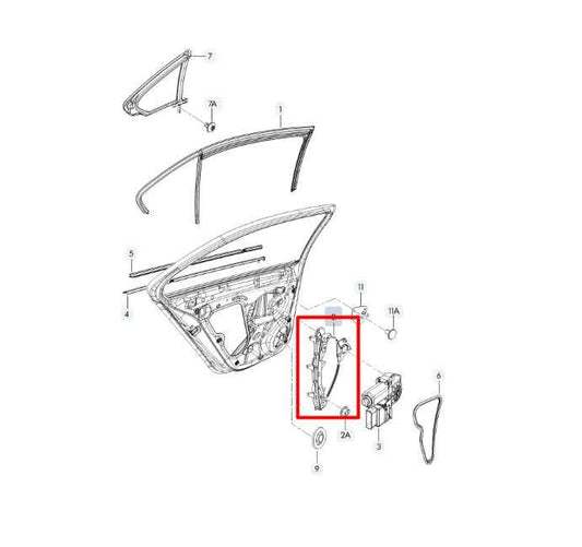 15-18 Volkswagen Jetta Sport Rear Left Side Door Window Regulator 5C6-839-461-D - Alshned Auto Parts