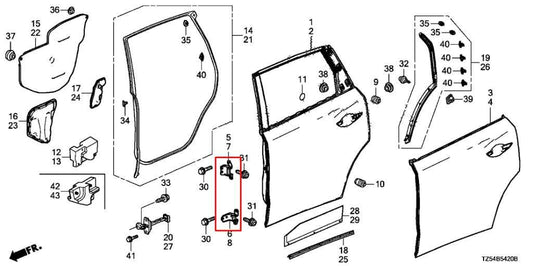 2014-20 Acura MDX Advance Rear Right Door Hinge Upper and Lower Pair - Alshned Auto Parts