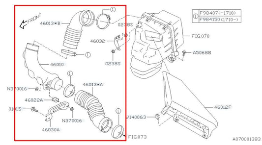 2015-21 Subaru WRX Premium 2.0L AWD Air Intake Cleaner Inlet and Lower Duct Tube - Alshned Auto Parts